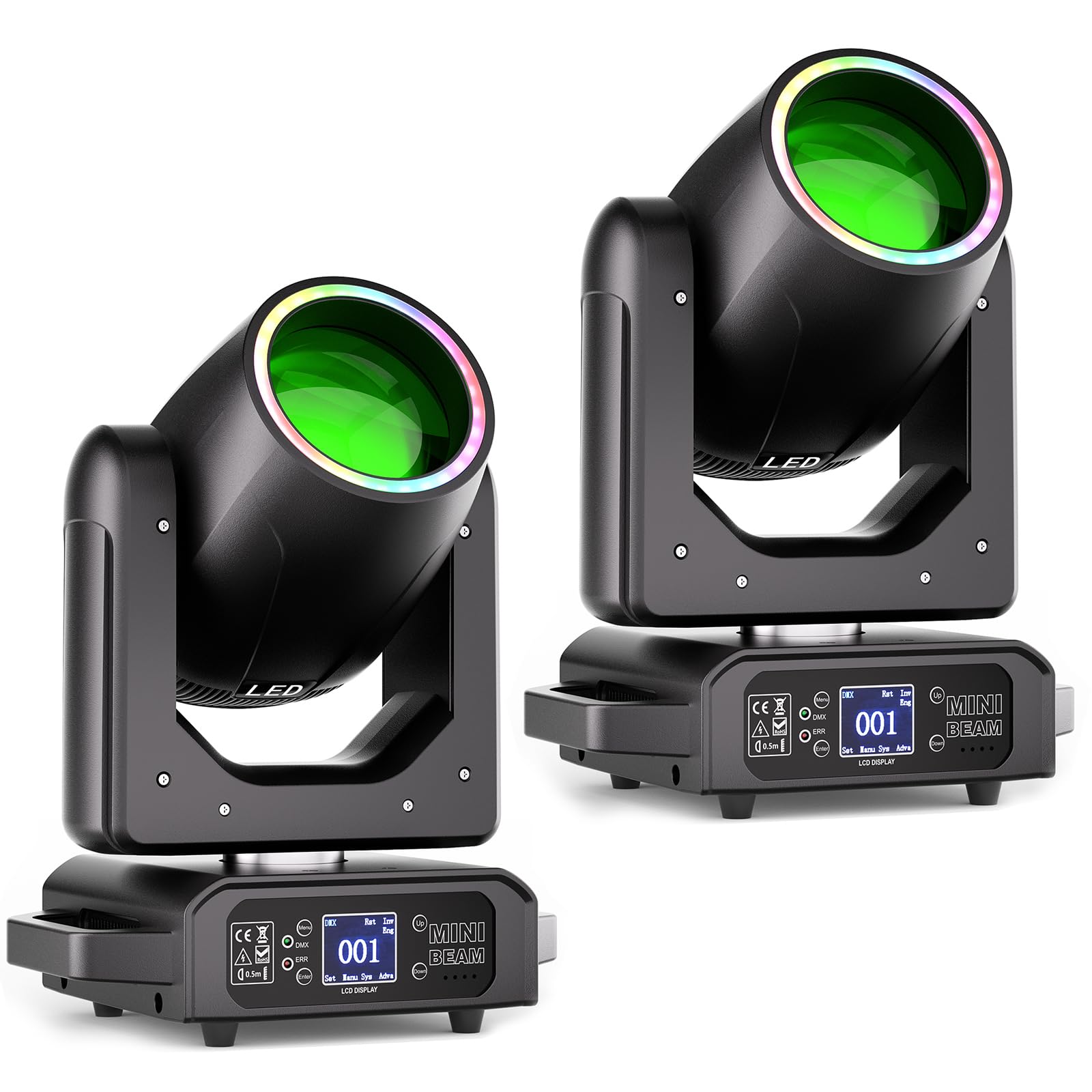2 pezzi Teste Mobili LED 200W Beam Luce da Palcoscenico 7+1 Colori 12 Gobos illuminazione di scena con Striscia luminosa 18 Prisma Focus Elettronico Luce di Scena per Natale Club DJ Discoteca Fest