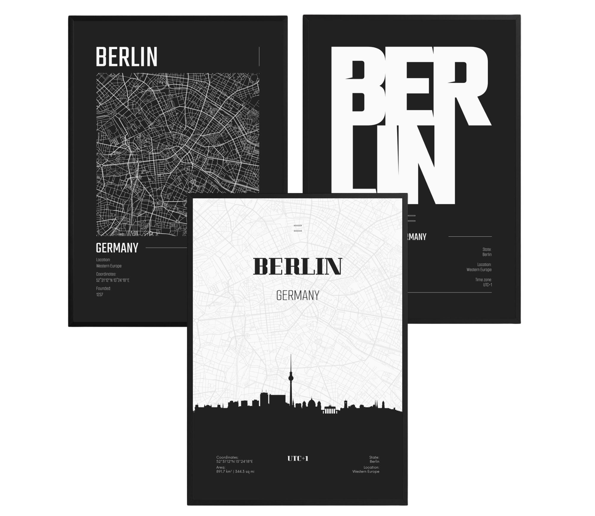 ag.art deco Pack of 3 Wall Art 21x30cm Black Frame Wall Decor Modern Design — image 1