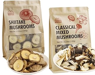 VIGOROUS MOUNTAINS Dried Shiitake Mushrooms and Dried Mixed Mushrooms Blend for Cooking