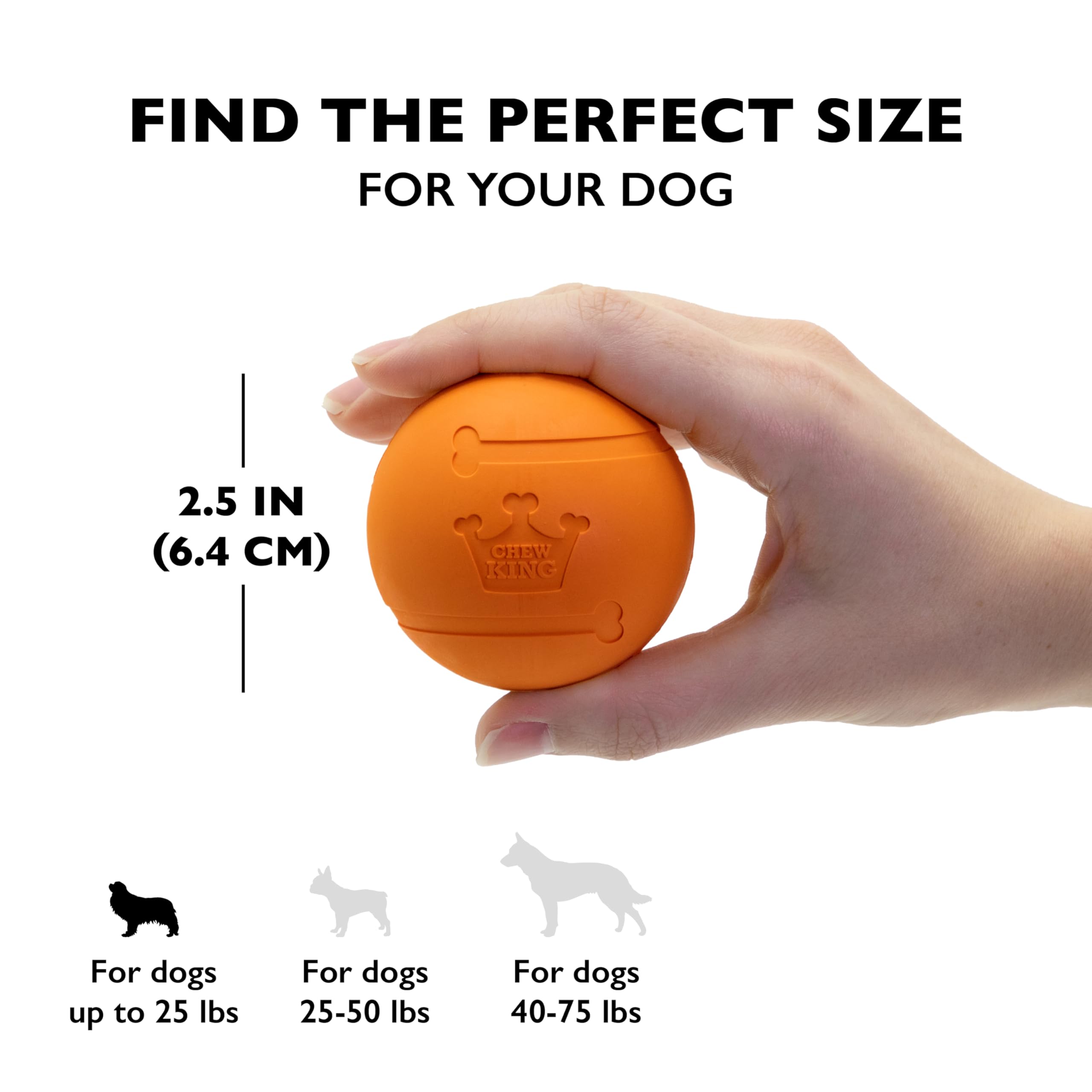 Chew King Palline di gomma per cani da 6,5 pollici con sapore di pancetta da 3 pezzi di razze grandi