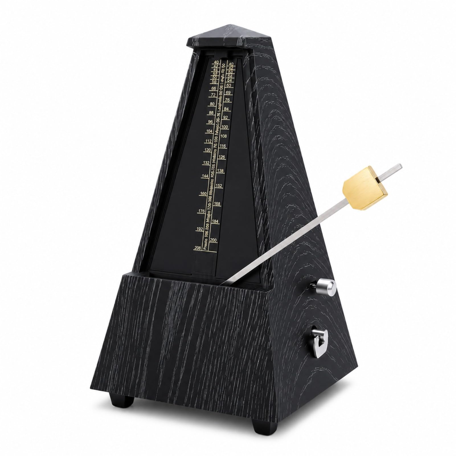 Fabater Metronomo Meccanico per Pianoforte, Chitarra, Violino, Cetra, Movimento in Ottone Massiccio con Battiti Risonanti Chiari 40-208 BPM, modalità Accento Regolabile 0/2/3/4/6 (Grano di ebano)