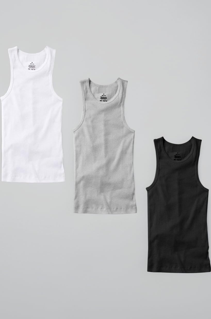 TZ Promise 3-6 Pack Men's 100% Cotton Wife Beater A-Shirts Undershirt Plain Ribbed Tank Top