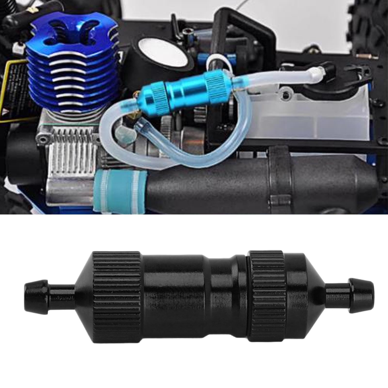 Aluminum Alloy RC Fuel Filter, Universal RC Accessory RC Oil Fuel Filter Replacement for RC Airplane (BLACK)