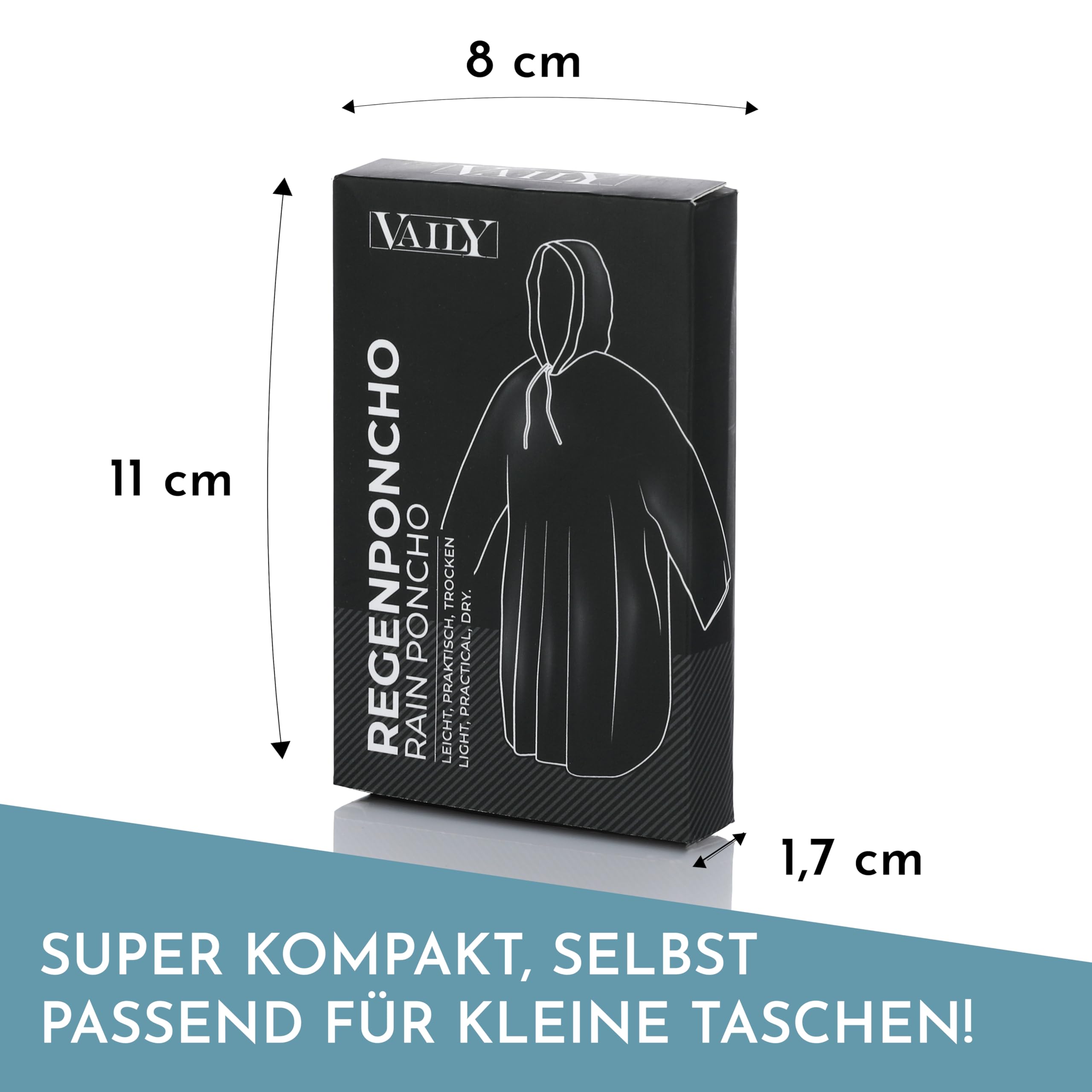 Vaily Jednorazowe ponczo przeciwdeszczowe z kapturem, opakowanie 8 sztuk, 130 x 80 cm, przezroczysty, jeden rozmiar
