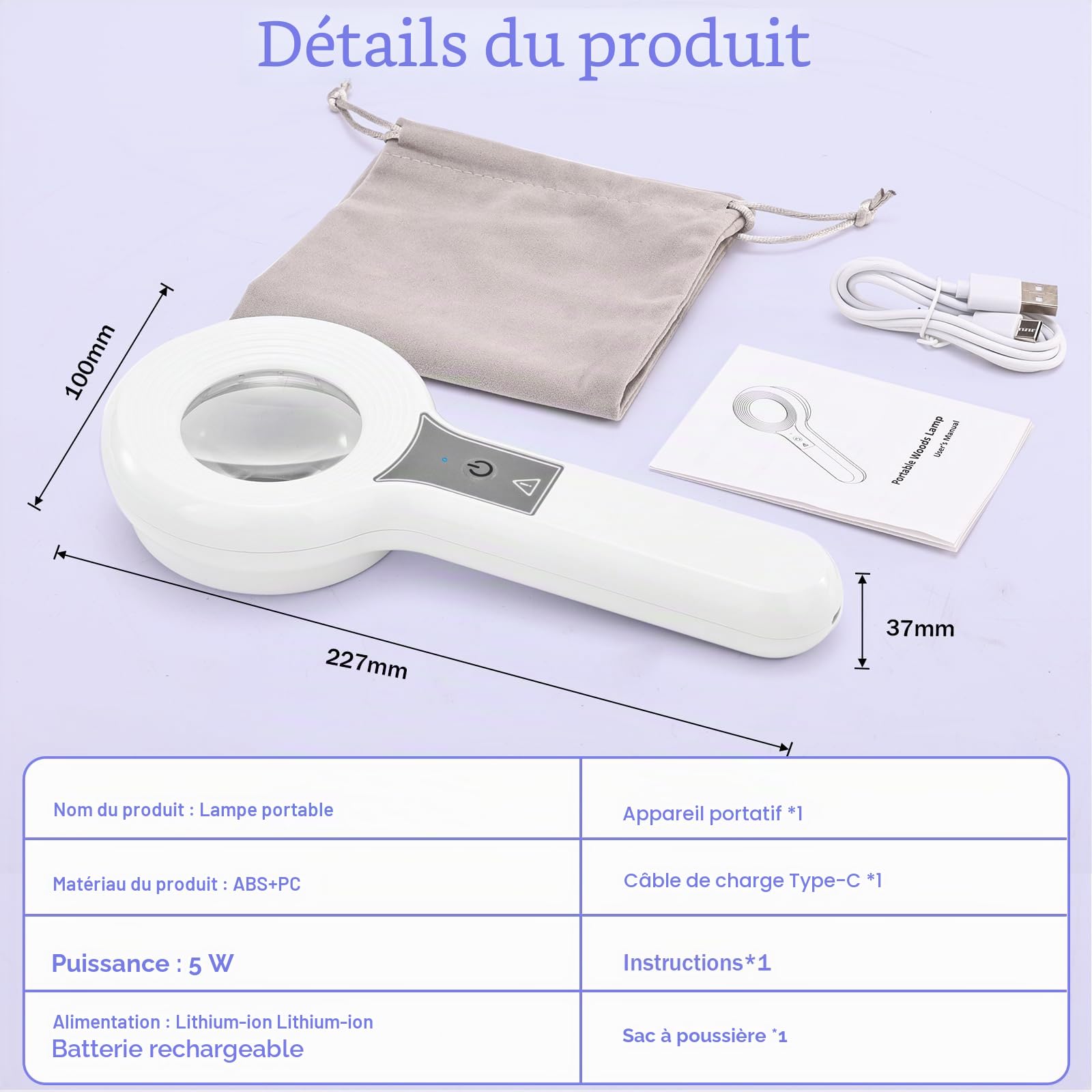 lampe de wood,led395nm U - V lampe de poche testeur, rechargeable, adapté pour les taches sèches/chat et chien soins/détection de la peau/urine pour animaux de compagnie