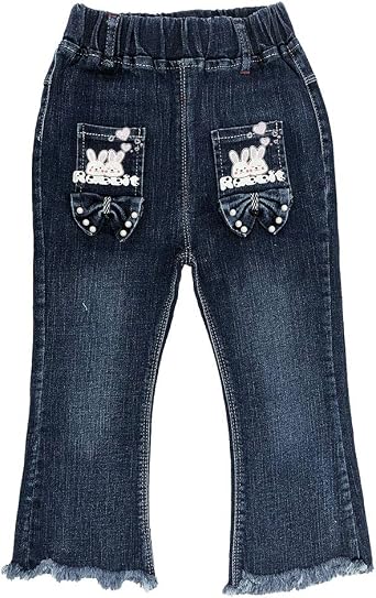 Peacolate Girl Embroidery Jeans Denim PantsBunny,2-3Years