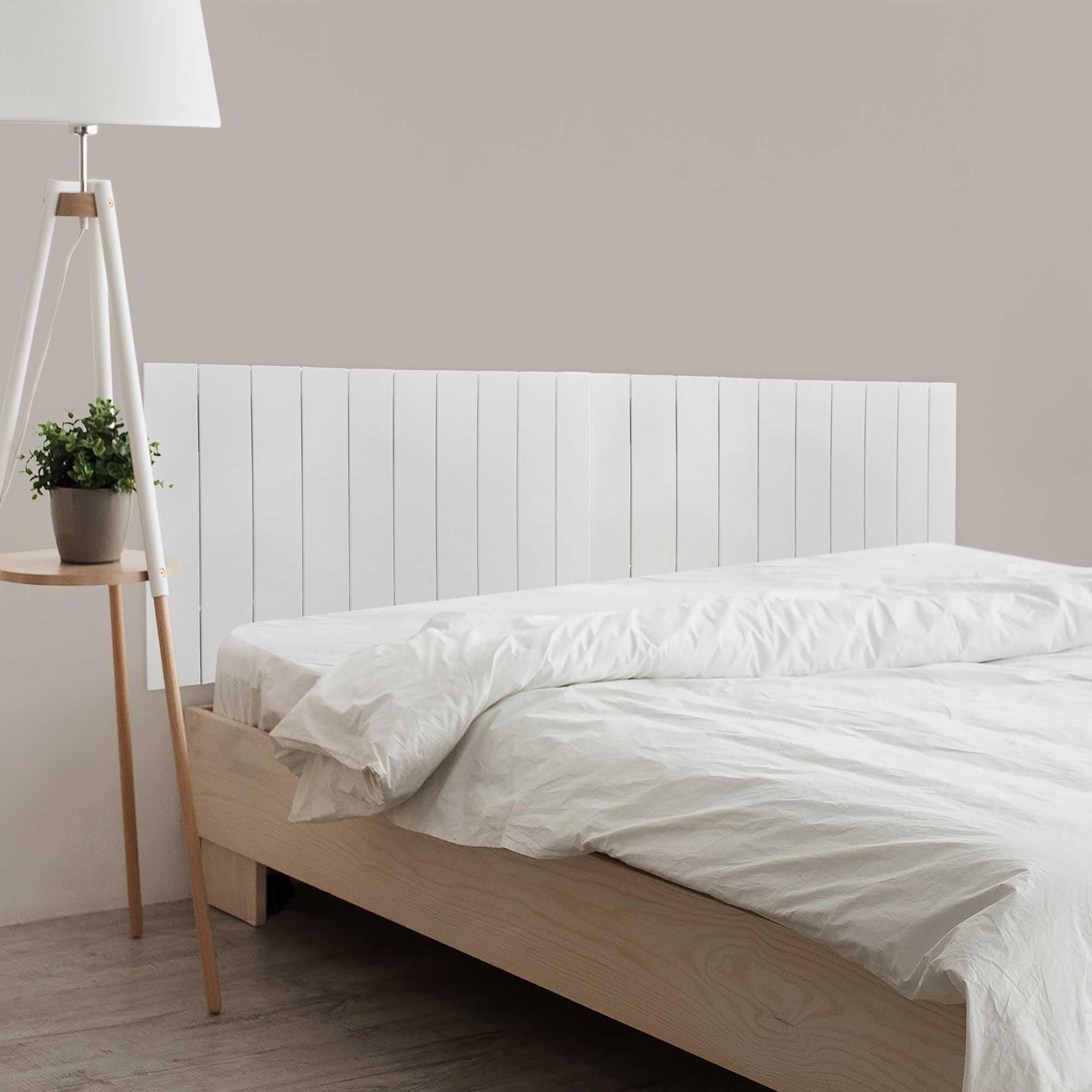DHOME Cabecero de Madera reciclada DM Estilo Palet Vertical Dual Dividido en 2 Piezas Cama Palets Herrajes incluidos (180cm Dual, Blanco Sólido)