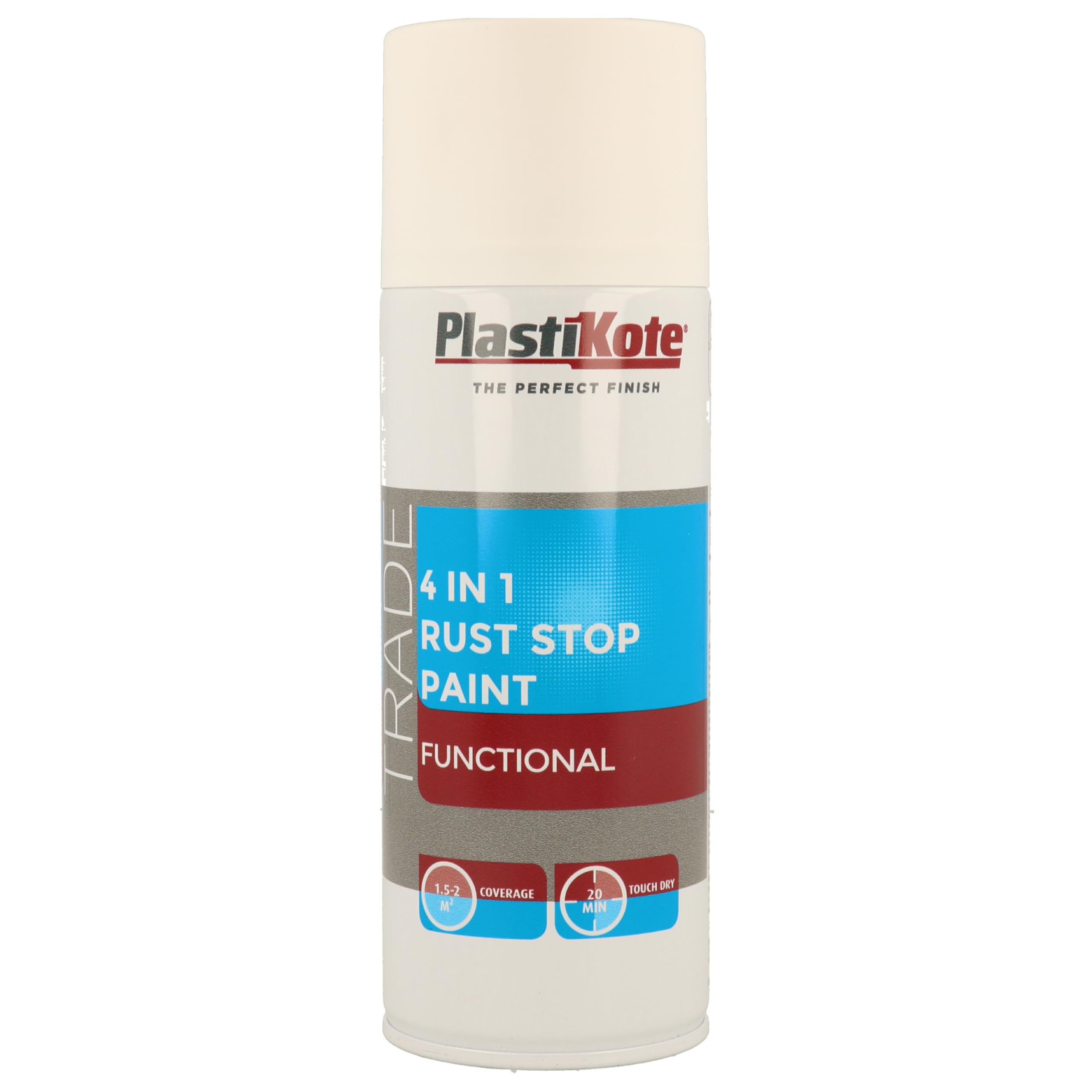 Plastikote Trade 4-In-1 Rust Stop Spray Paint White 400Ml PKT71022