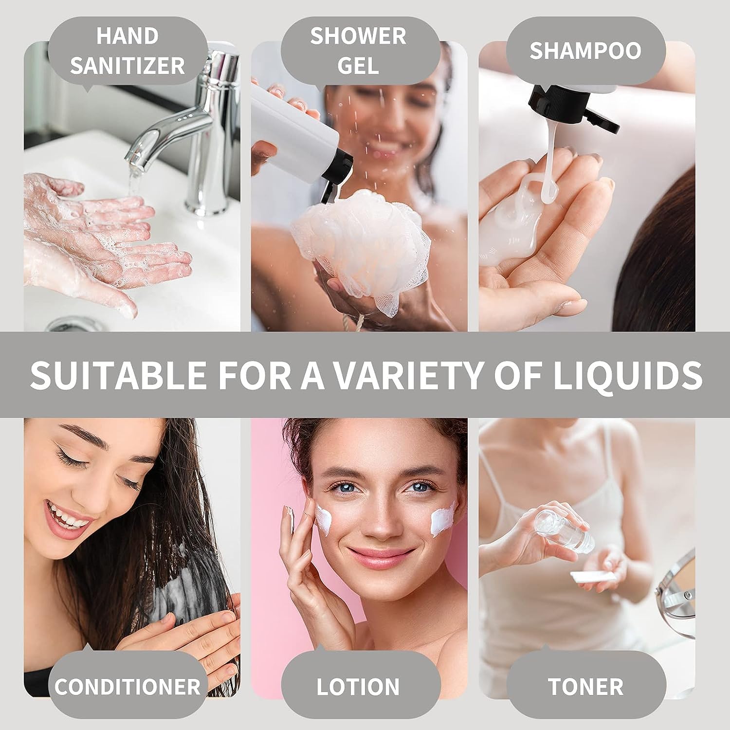 Toureal 250ML Bottiglie Vuoto da Viaggio con Tappo Flip Top (4 Pezz) Flaconi per Cosmetici (Trasparente)