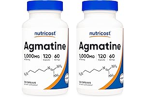 Nutricost Agmatine Sulfate 1000mg (2 Bottles) - Kraton Capsules for Pain Relief
