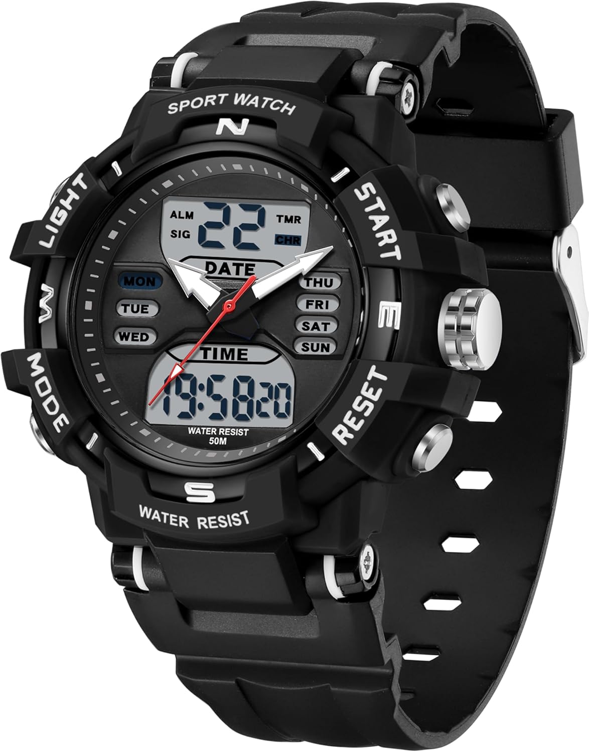 findtime Womens Sport Watches Waterproof Digital Analog Ladies Watch Military Tactical Outdoor Wrist Watches with Alarm LED Luminous Stopwatch Countdown Dual Time Reloj para Mujer