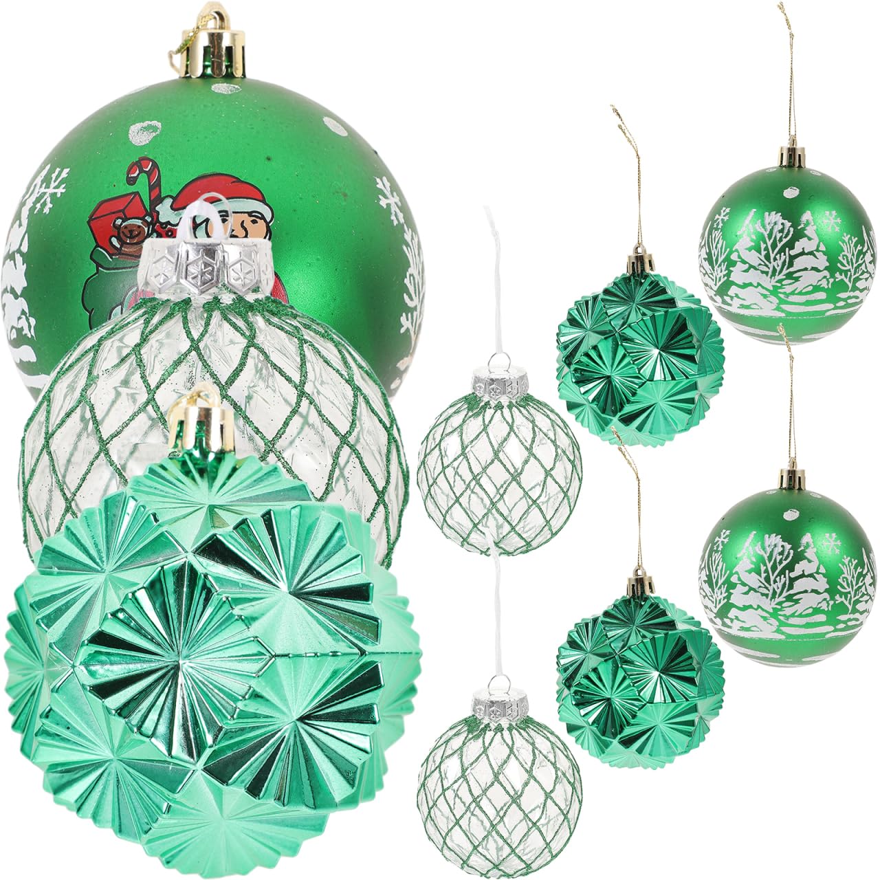 IMIKEYA 9 Stück Weihnachtskugeln Kunststoff Grün Weihnachtsbaumschmuck Ornamente Plastik Christbaumkugeln für Weihnachten Deko, 3x3,5 cm