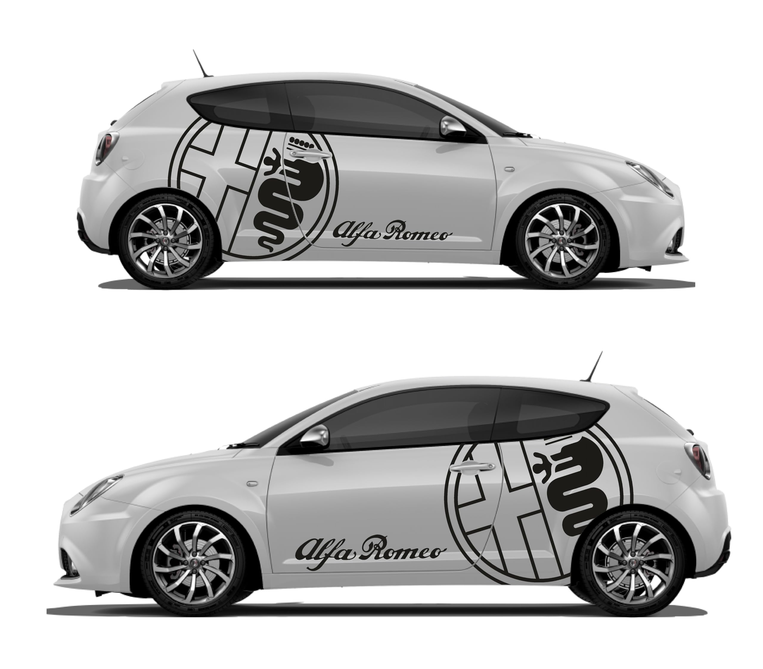 kit Grafica Adesivi Stickers laterale Worldcustom compatibile conAlfa Romeo Giulietta Mito Auto tuning (Rosso)