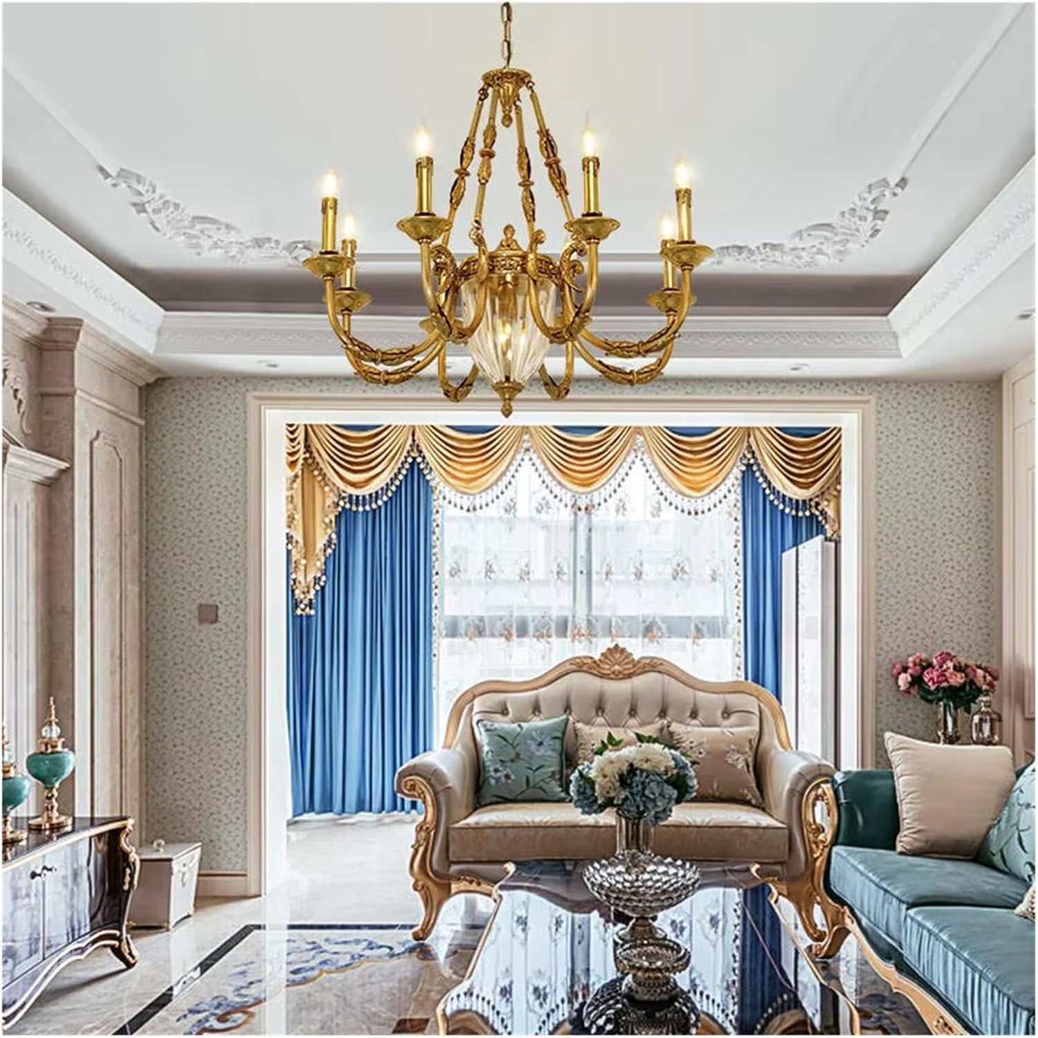 Classical Luxury Pendant Light, Vintage Brass Candle Pendant Light,Indoor Illumination