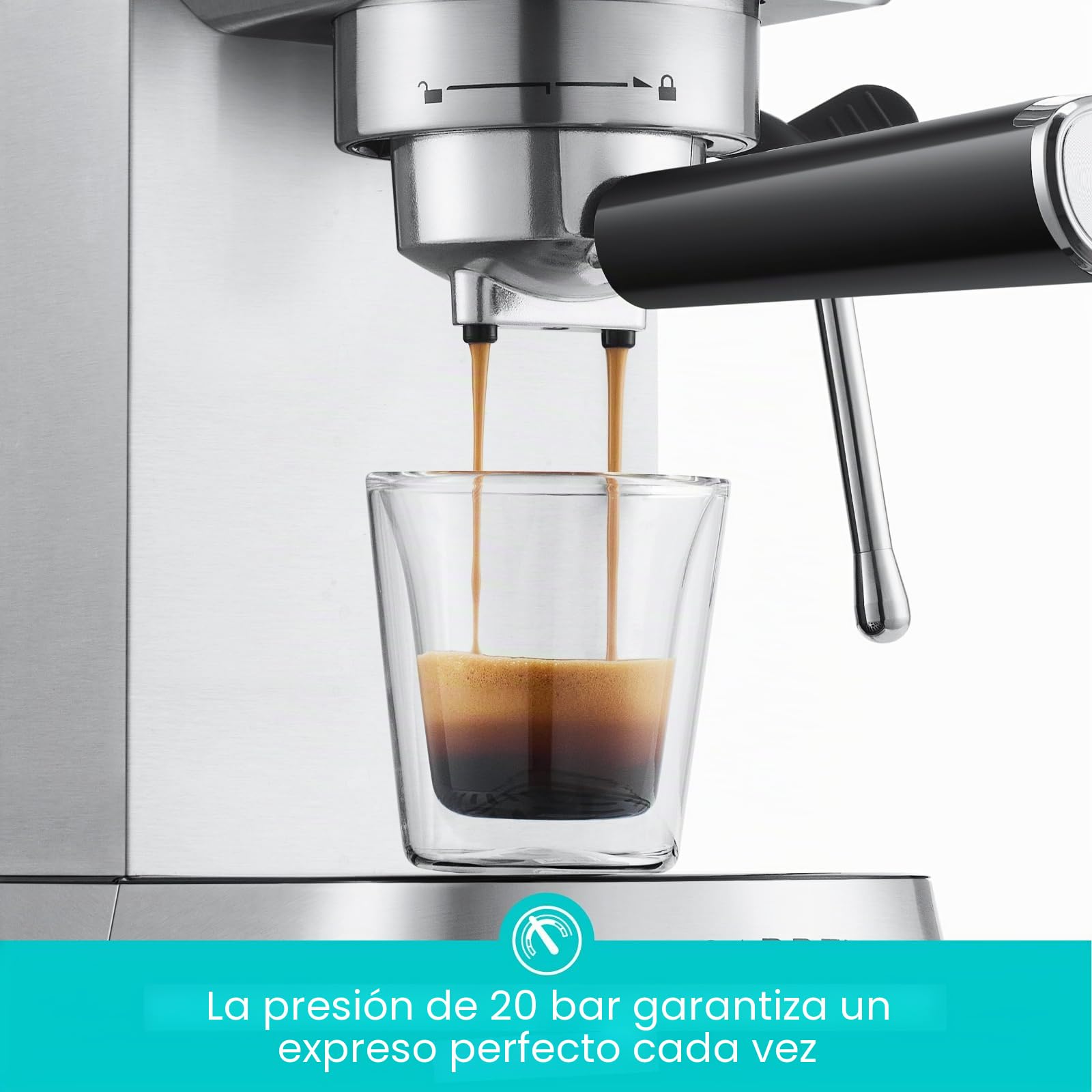 CASABREWS Máquina de café espresso de 20 barras, cafetera profesional con espumador de leche, máquina de café espresso compacta con depósito de agua extraíble de 34 onzas para capuchino, café con