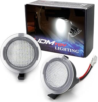 iJDMTOY White Led Under Side Mirror Puddle Lights For Ford F150 Raptor Edge Explorer Flex, Lincoln Navigator Mark Lt Mkx Etc. Powered By 18 Pcs White Smd Led Lights