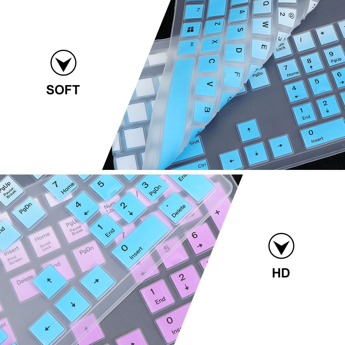 6pcs Gradient Silicone Keyboard Cover Keyboard Protector for Easy to Clean Spill Design