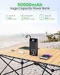 Charge rapide de la banque d'électricité 50000mAh - 22.5W Chargeur Portable Capacité Énorme Batterie Externe USB C Charge rapide avec 4 Produits & 3 Entrées LED Affichage Énorme pour iPhone, Samsung, iPad etc. (Noir)
