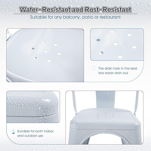 Miniatura 3 de MFD Living Silla de comedor de metal de 18 pulgadas silla de patio para interiores y exteriores con sin óxido silla apilable para restaurante