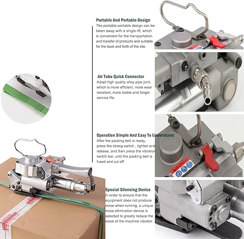 Miniatura 3 de AQD-19 herramientas neumáticas de mano que flejan la herramienta neumática plástica que fleja la herramienta para el 12 "-34" PP y PET flejado