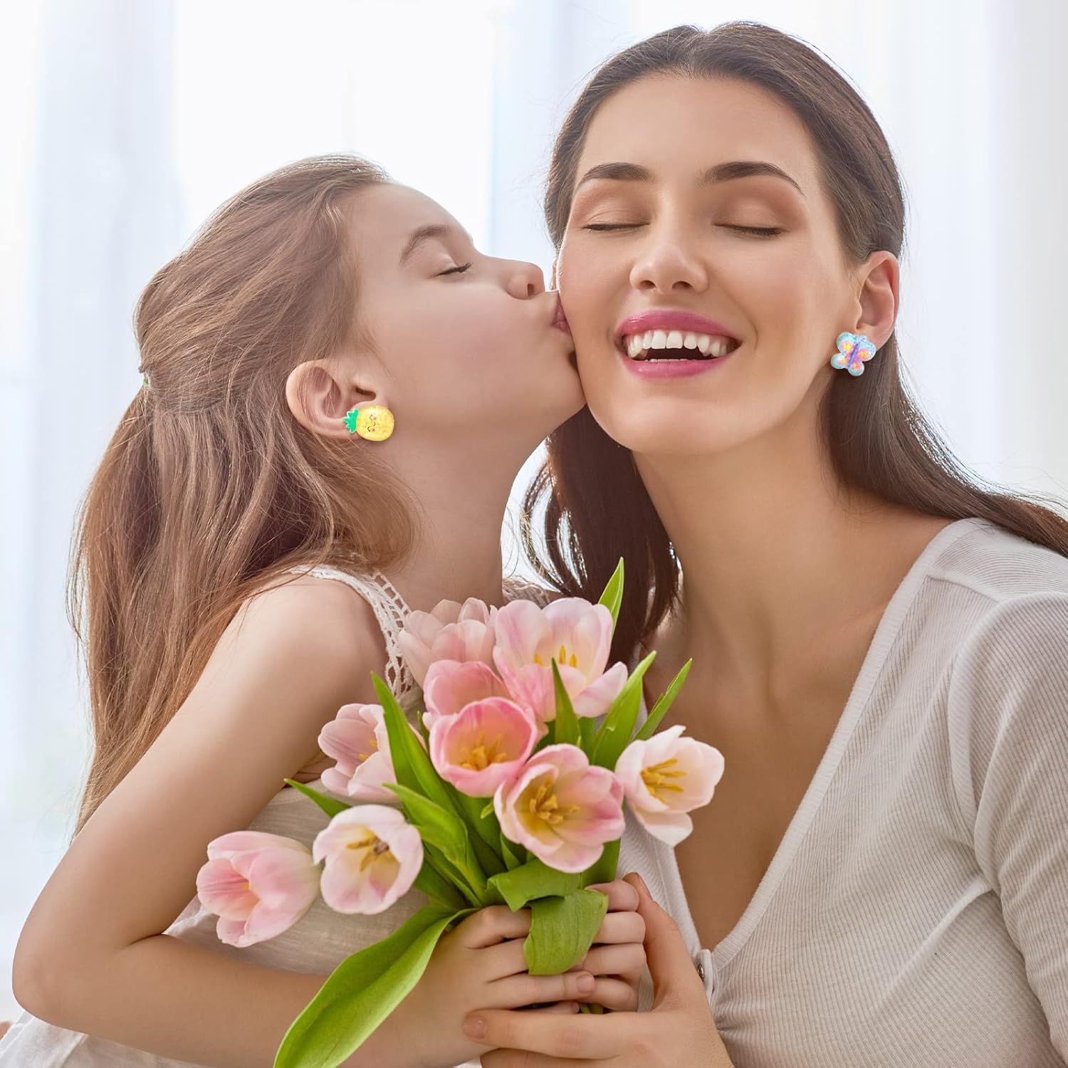 Bonuci 16 Pairs Kids Clip on Earrings for Girls Cute Unicorn Mermaid Non Pierced Clip on Earrings for Kid Little Girl - Image 5