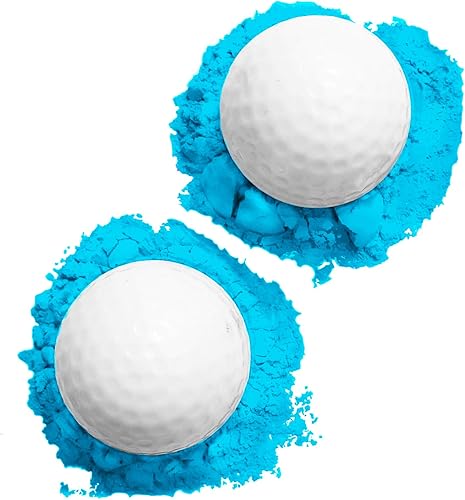 J&M Gender Reveal Golf Ball for Baby Showers and Reveal Parties. All Natural Holi Powder. 2 Pack.