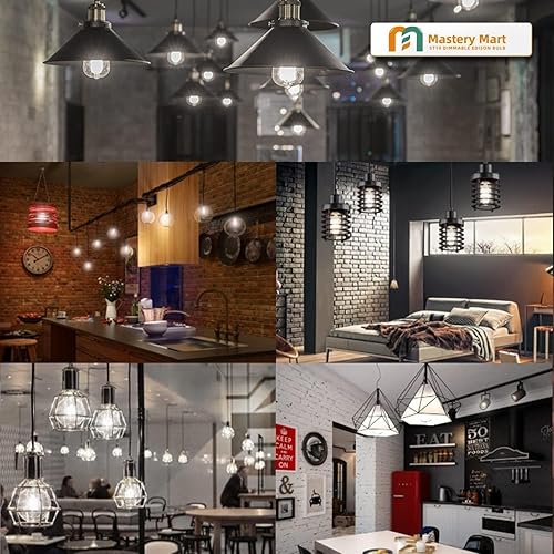 Miniatura 7 de MASTERY MART Paquete de 16 bombillas Edison vintage, bombilla LED E26 de 5.5 W equivalente a 60 W, regulable, blanco suave de 2700 K, ST19 antiguo