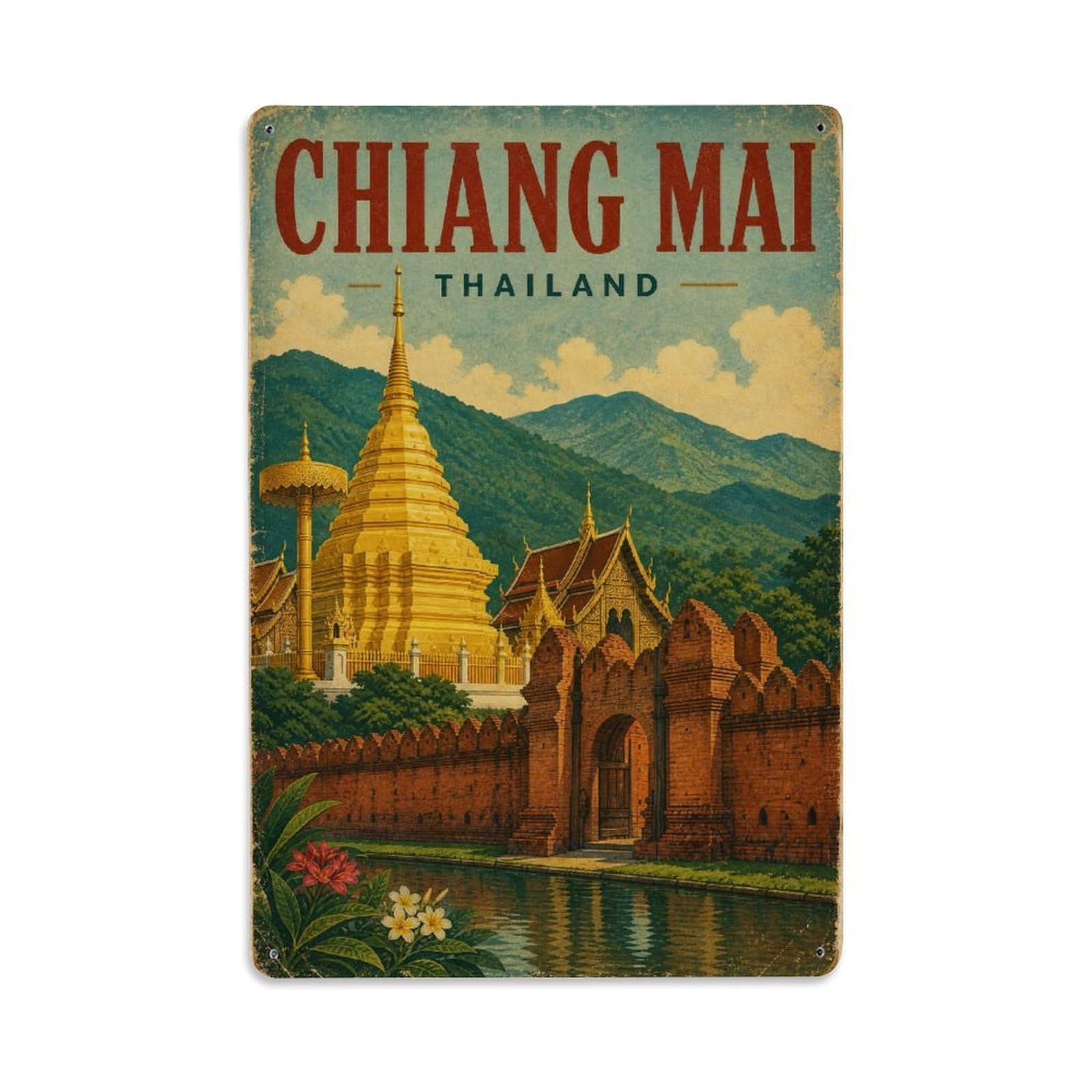 Thailand Chiang Mai Heritage Travel Historic Metal Tin Sign