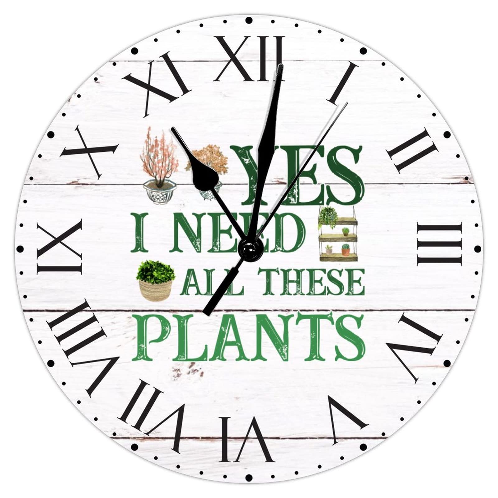 Horloge murale plantes vertes 30 cm déco pour salon et véranda