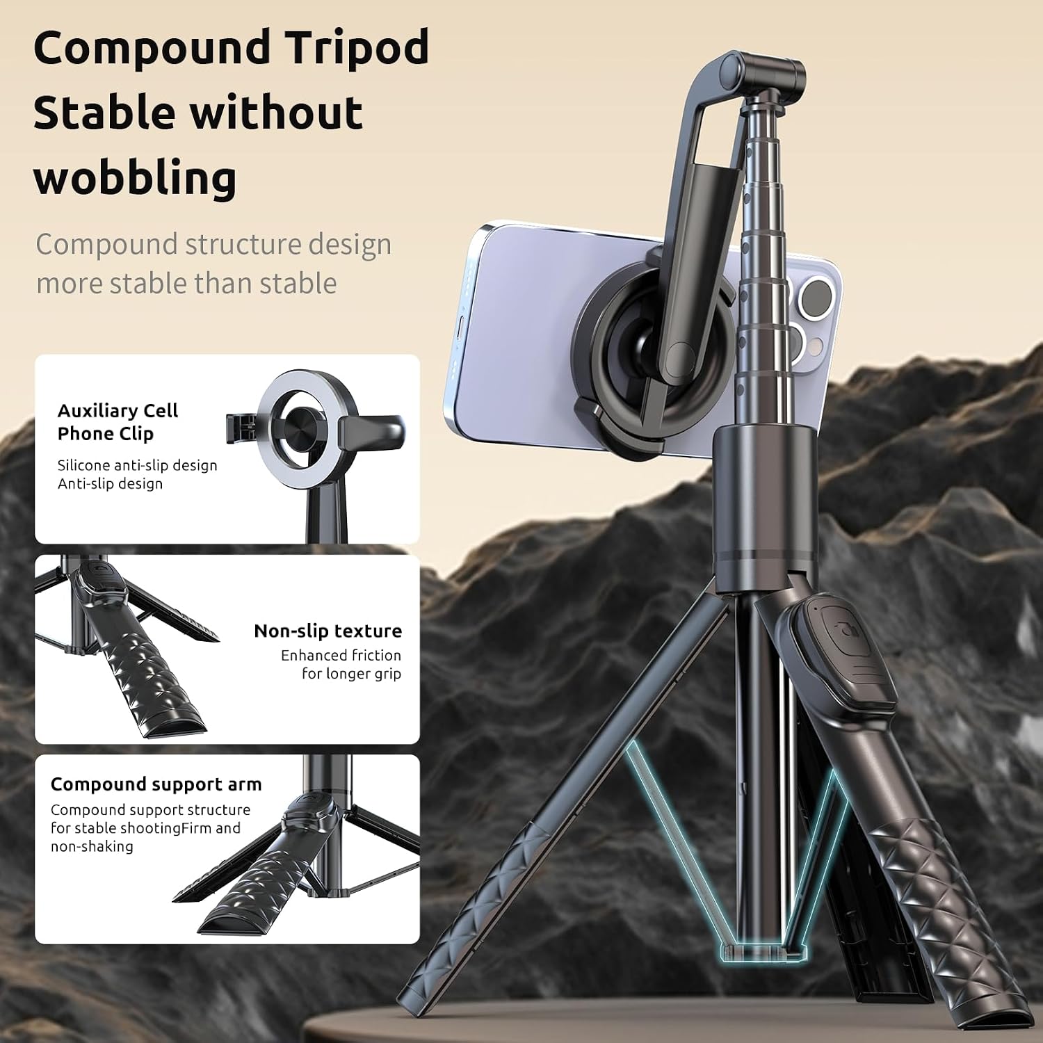 aLLreLi Tripod for Magsafe, 49" Extendable Stand with Remote, Magnetic Suction Cup Phone Holder with Clamp, Portable Selfie Stick for iPhone 12/13/14/15, Samsung Galaxy for Travel and Photo