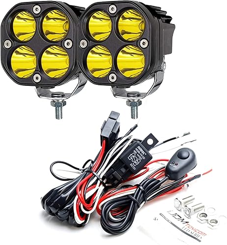 Miniatura 9 de iJDMTOY Kit de luz antiniebla LED amarilla de forma redonda compatible con Lexus GX470 2003-2009, incluye (2) cubos LED de alta potencia de lente