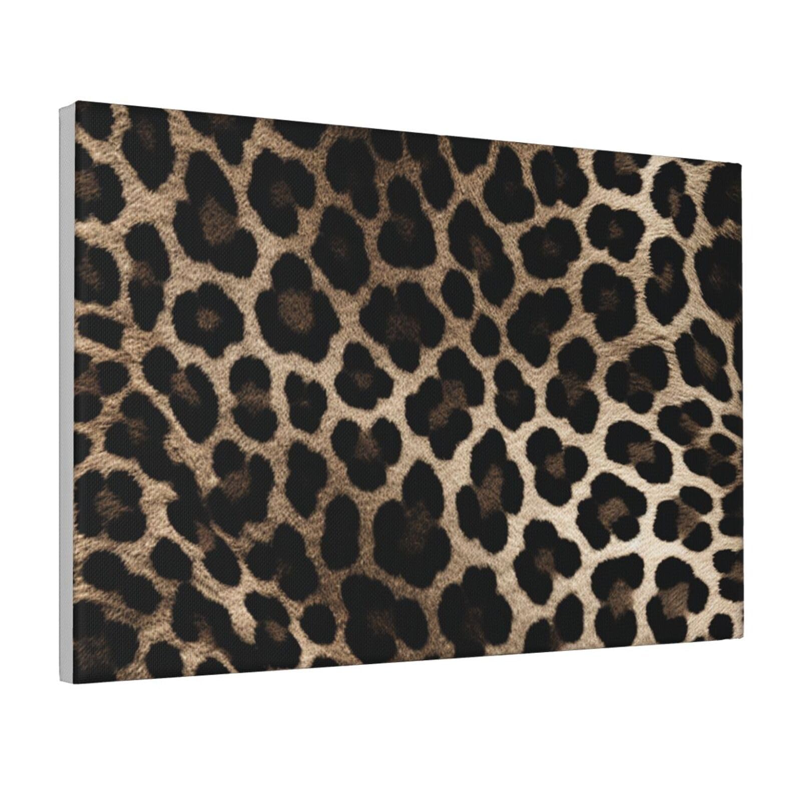 Framed Wall Art for Living Room Art Work, Black Leopard Print Picture Prints Modern Office Wall Paintings Poster Aesthetic Wall Decorations for Home Decor Ready To Hang 8"x12"