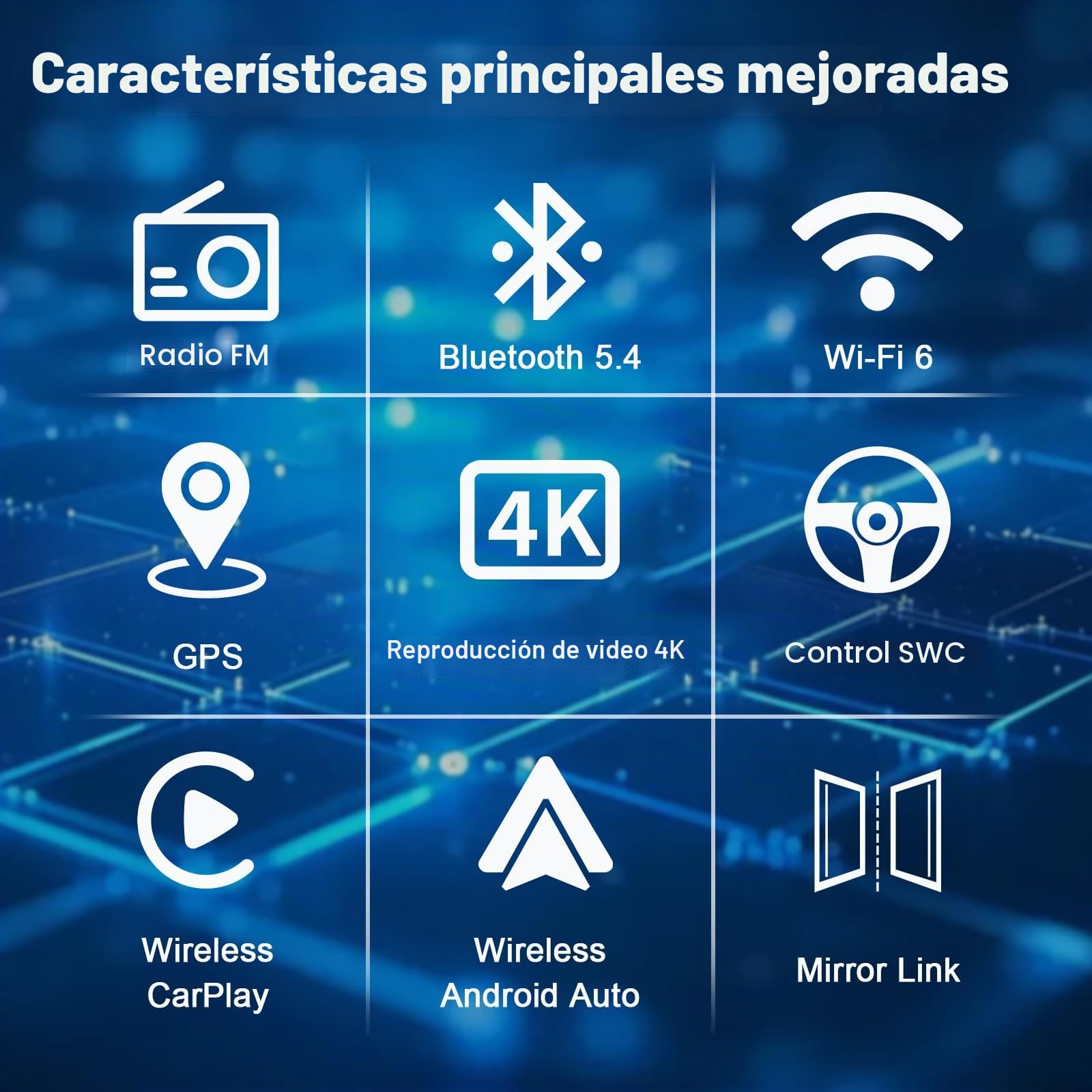 4 + 64G Android 14 Car Stereo Pantalla for VW Golf/Seat/Passat/Polo/Jetta/Touran 9 Pulgadas Multimedia Stereo Radio con Wireless CarPlay Android Auto Mirror Link SWC GPS Bluetooth WiFi FM Camera