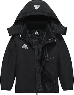 Kids Waterproof Ski Jacket Warm Winter Snow Coat Boys and Girls Fleece Hooded Snowboarding