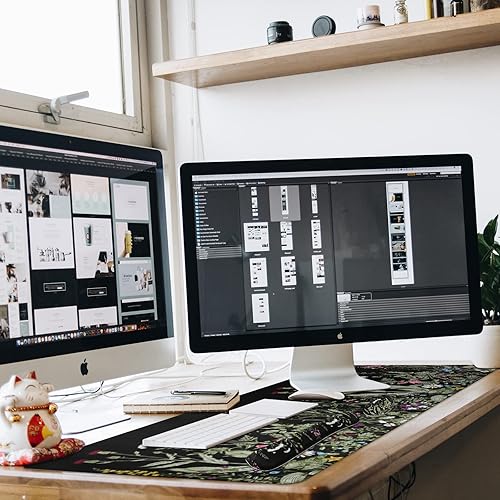 Miniatura 4 de iCasso Alfombrilla de mouse extendida para juegos, alfombrilla de escritorio, XXL con base de goma grande y estable con bordes cosidos, alfombrilla