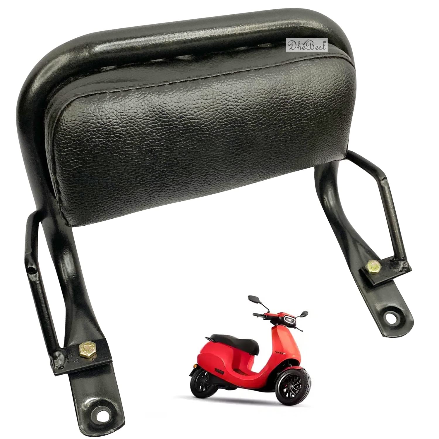 Dhe Best Scooty Style Back Rest Black Cushion Support Pillion Backrest Black Mild Steel Electric Scooter Cushion Backrest Compatible with Ola S1 Pro-image-3