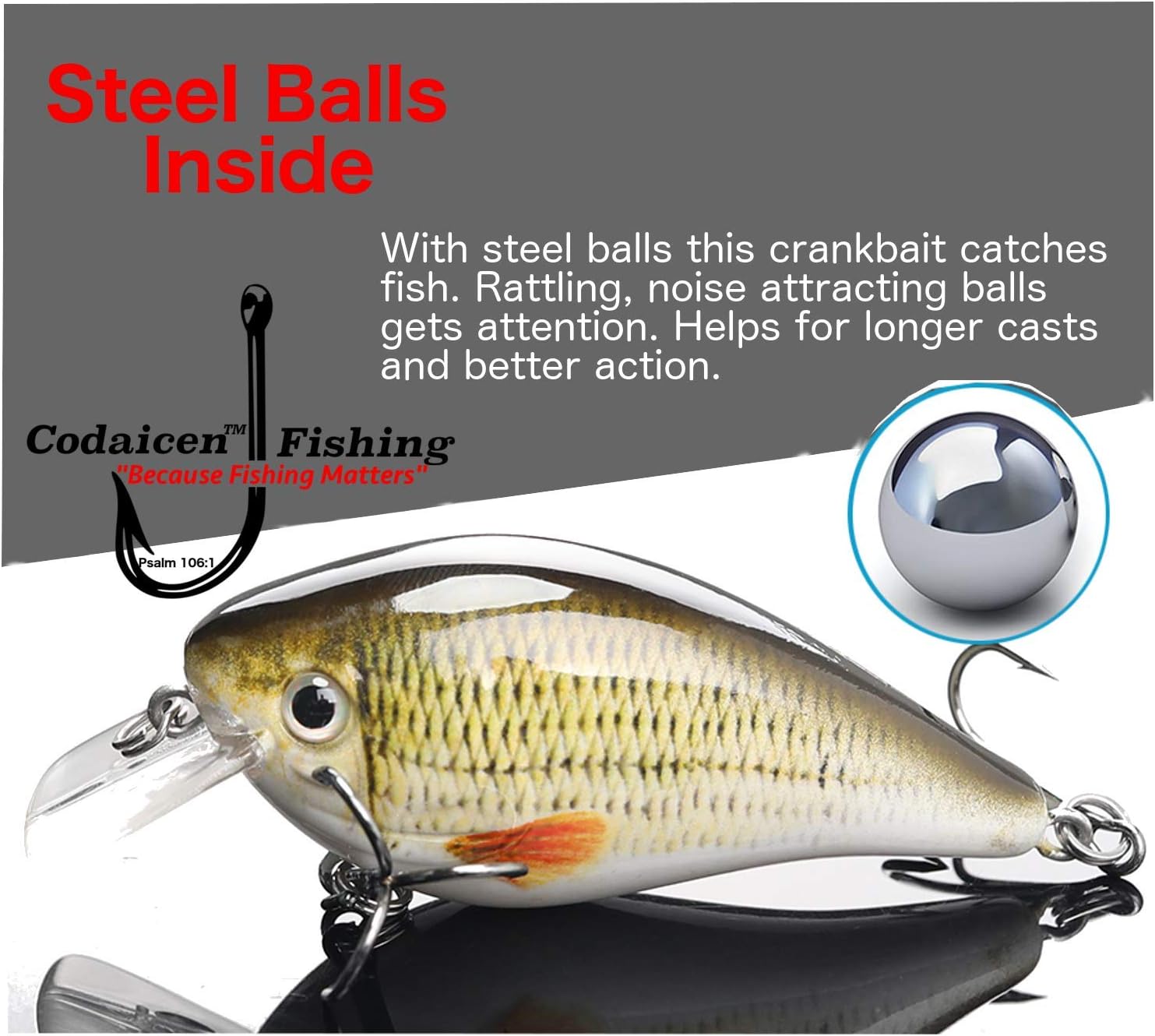 Bait Fish Crankbait for Bass Fishing Fishing - Life-Like Bass Fishing Lures - Predatory Swimbait Fishing Lures - Catches Bass, Walleye, Pike