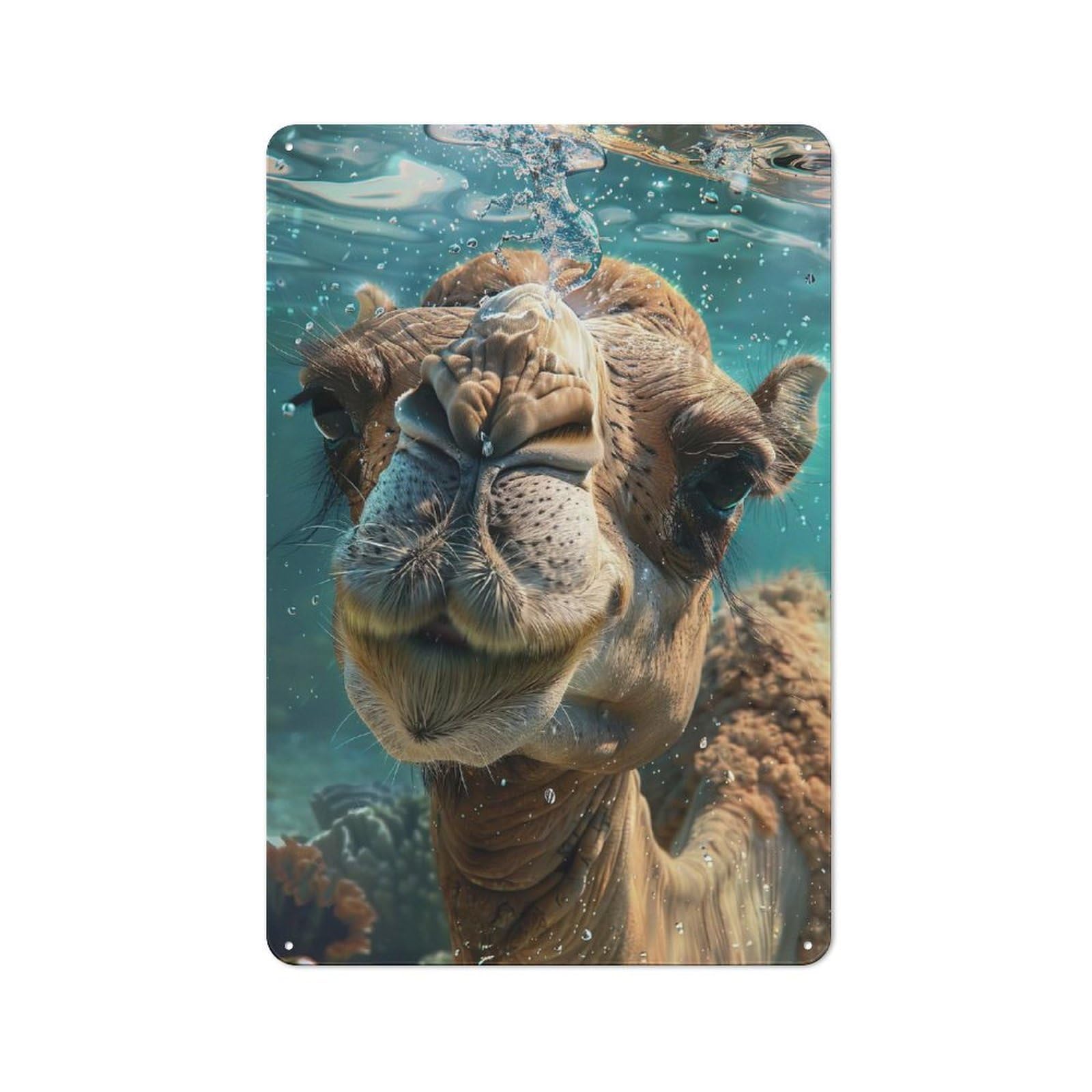 Junmoney Camel Sea 30X20cm Industrial-Style Tin Sign With For Hallway Wall, A Metal Wall Feature For A Newly Arranged Hallway