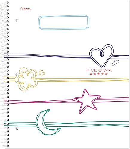 Miniatura 9 de Five Star Cuaderno de espiral + aplicación de estudio, 1 materia, rayas anchas, 8 x 10-12 pulgadas, 80 hojas, combate el sangrado de tinta, cubierta