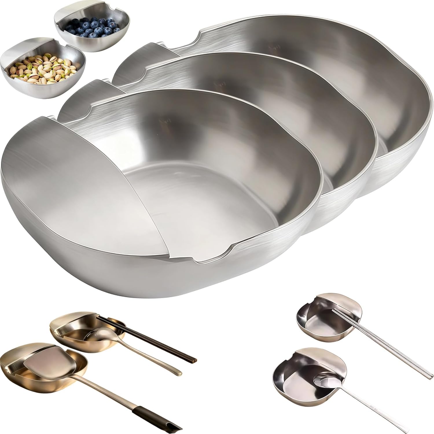 304 Stainless Steel Spoon Rest & Multipurpose Kitchen Utensil Holder, 304 Stainless Steel Spoon Holder for Spatula, Ladle & Tongs, Dishwasher Safe Cooking Spoons Holders (3PCS)