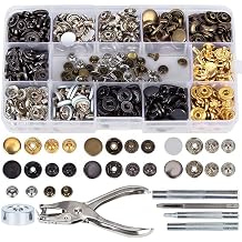 Hossom 140 Set Sewing Snap Fasteners Kit Metal Snaps Button Press Studs with Punch Pliers and 4 Pieces Fixing Tool Kit for Clothes Craft Repairs Decoration, Snap Fasteners Leather 6 Colors 12.5mm | Leather Rivet Clasps with Punch Pliers and Fixing Tools for Leather Craft Jacket Wallet Handbag