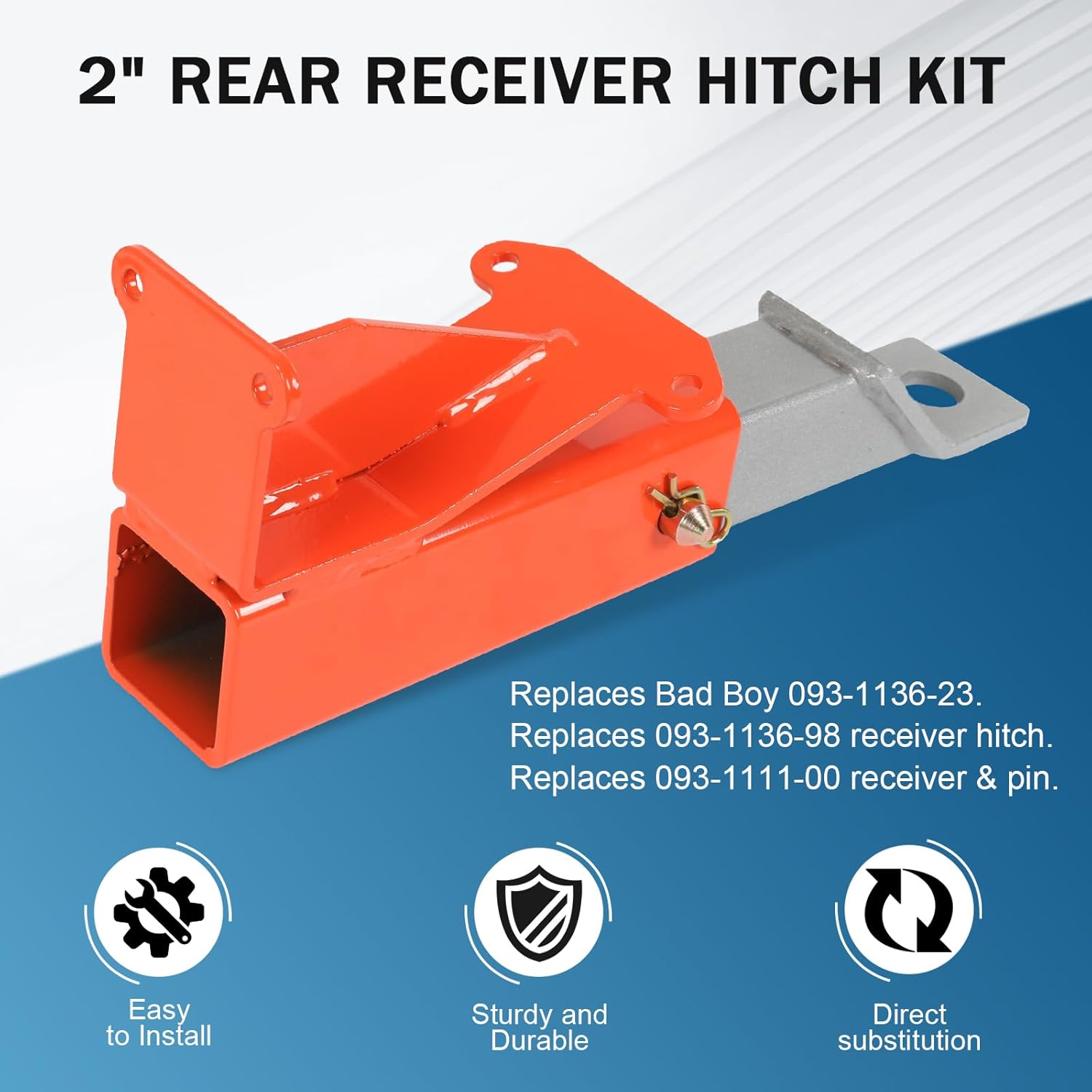 093-1136-23 Hitch Kit with Pin Replacement for Bad Boy Maverick 2021 & Newer Models 2" Rear Receiver Hitch 093-1136-98 & 093-1111-00 (Red)