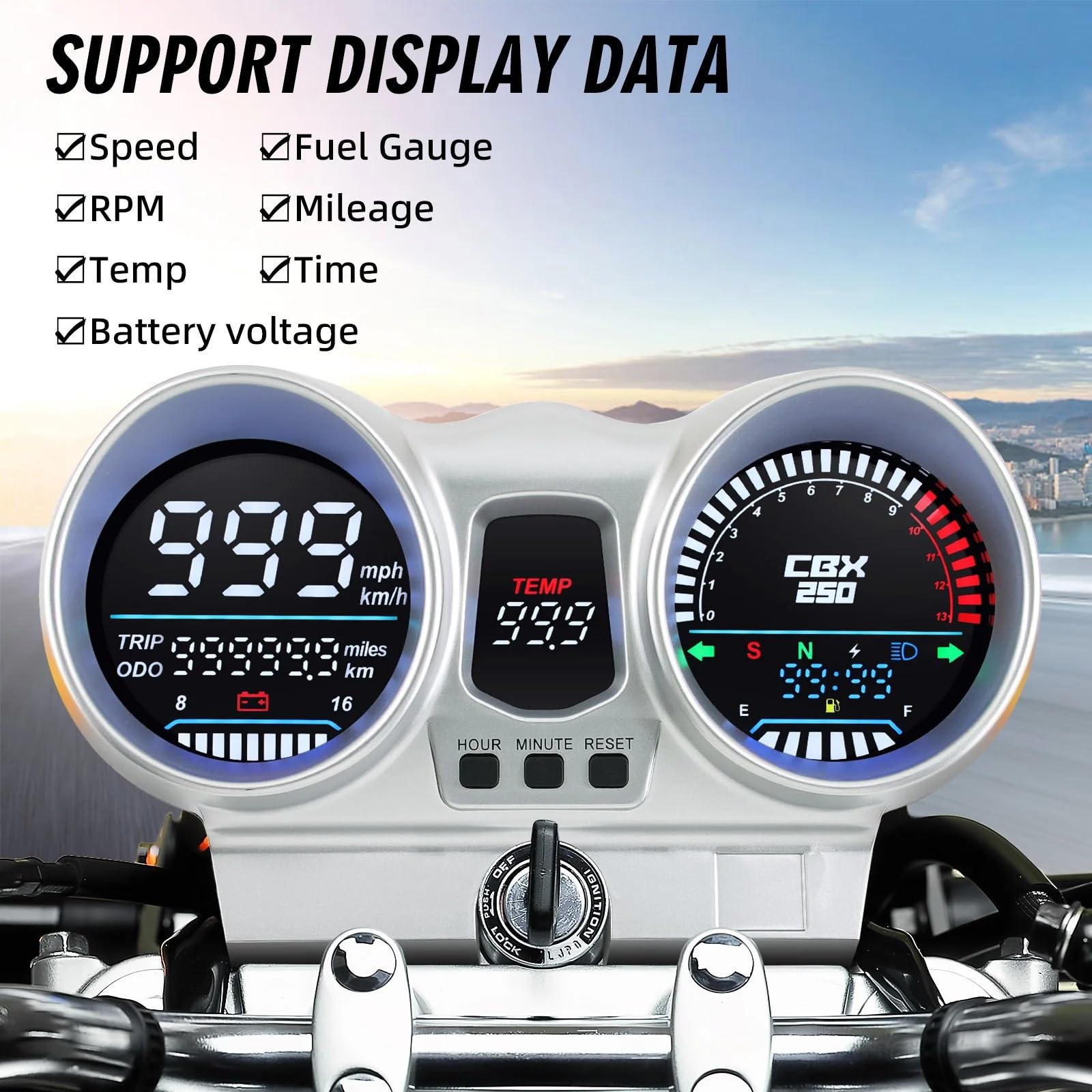LED cyfrowy 12V prędkościomierz motocyklowy obrotomierz licznik kilometrów deska rozdzielcza pasuje do Honda CBX250 CBF250 Twister 2001-2008 czujnik położenia sprzęgła