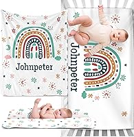 Vista 16 de Juego de ropa de cama personalizado para cuna de bebé, juego de 3 piezas para cuna de bebé, diseño de bolas y arco iris, cómoda manta de bebé