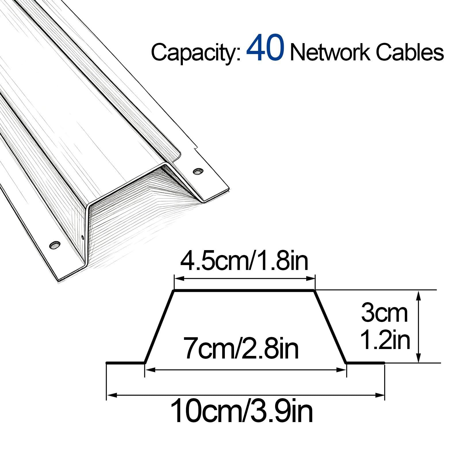 Osłona Podłogowa na PrzewodyStal Nierdzewna, 100cm Wysokopojemny Organizer i Ochraniacz Kabli do Biura lub Zastosowań Zewnętrznych(10cm/3.9in)