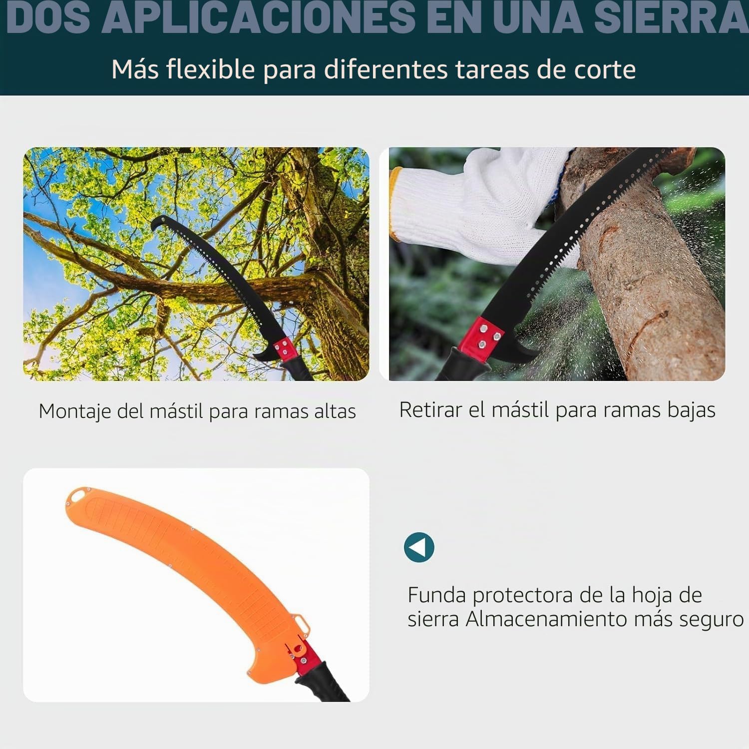 Podadora Telescópica de Altura Profesional, Pertiga Telescópica Ajustable 2.24-8.24m, Cortasetos Telescópico con Hoja de Aleación de Acero Inoxidable, Podadora de Altura para Jardinería, Poda de Árbol