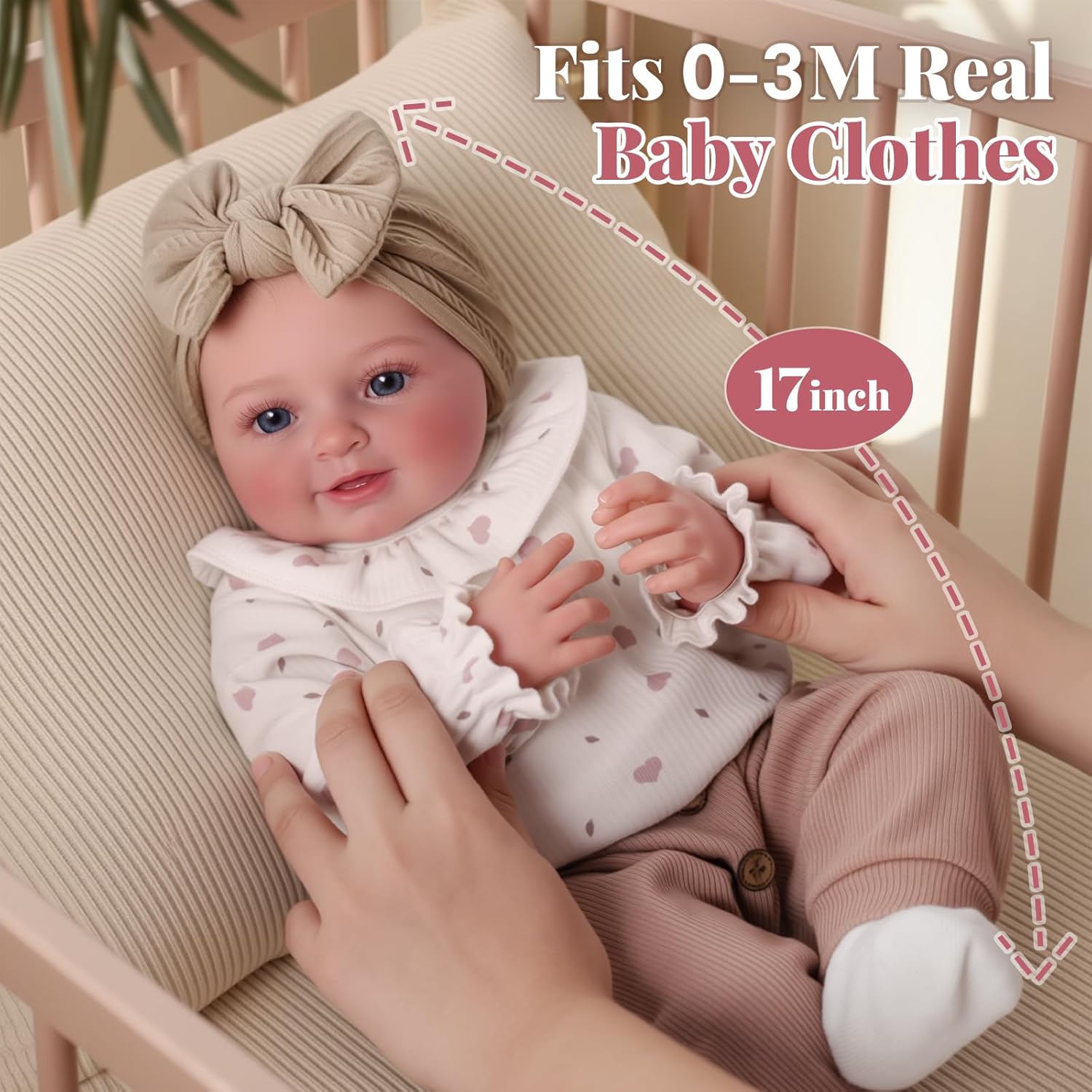 BABESIDE Lifelike Reborn Baby Dolls Tess - 17Inch Cute Soft Vinyl Realistic-Newborn Baby Doll Poseable Smiling Real Life Baby Dolls with Complete Accessories for 3+ Years Old Gifts