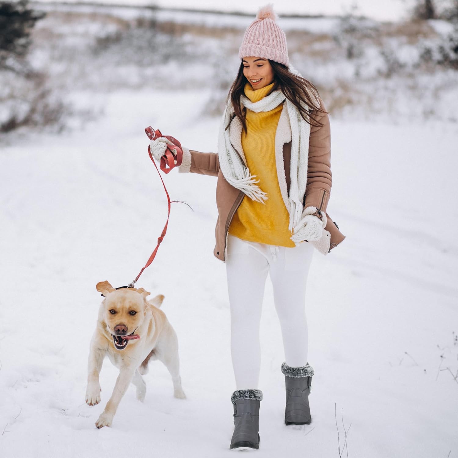 Winter Snow Boots for Women: Comfortable Warm Fur Lined Ankle Booties Non Slip Waterproof Boots for Outdoor Walking - Image 8