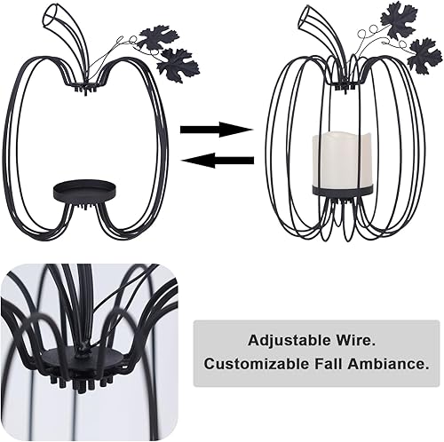 Miniatura 4 de NEEDOMO Decoraciones de Acción de Gracias para el hogar, faroles de calabaza de otoño, decorativos para interiores y exteriores, de hierro forjado
