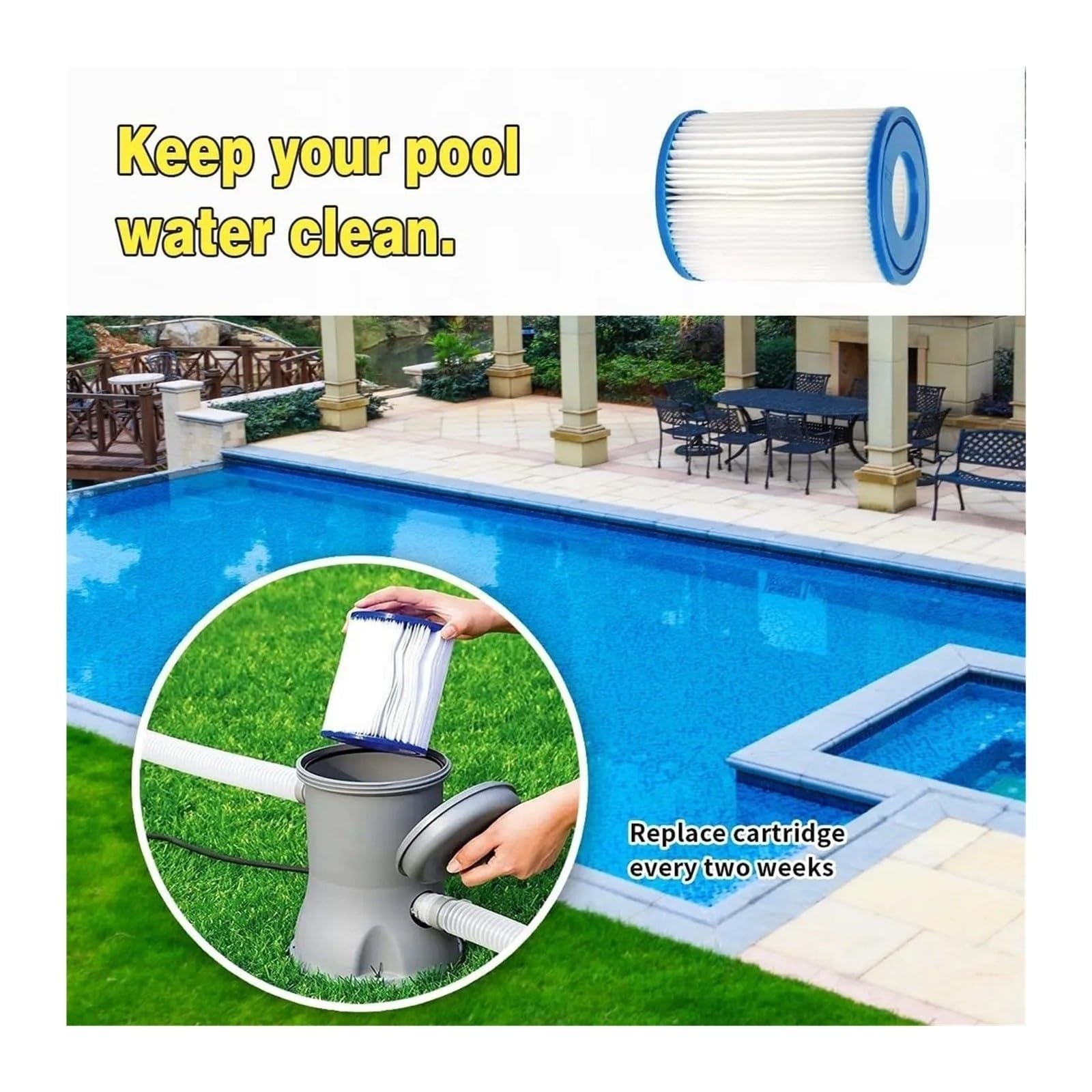 Cartuccia Filtro, Compatibile con Bestway II, Cartuccia Filtro Pool Spa for Flowclear II, Compatibile con Lay Z Spa, 58094, 58383, 58386, 58117, 58386GS(6PCS)